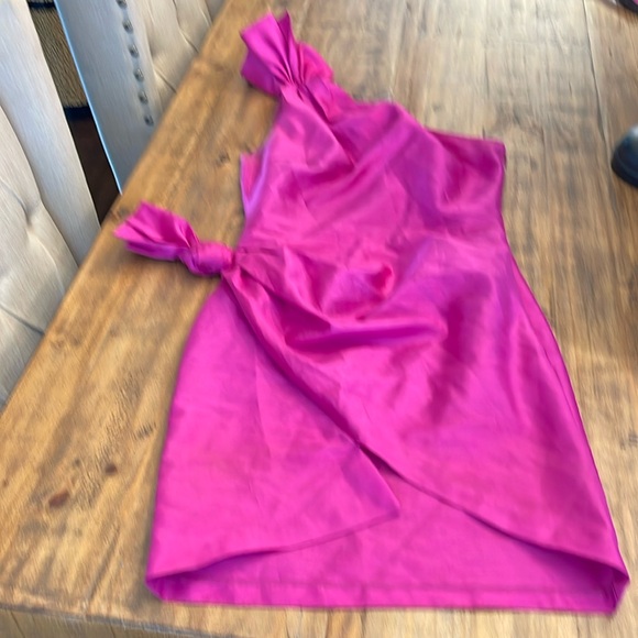 Gorgeous Fuchsia One Shoulder Cocktail Dress - Picture 2 of 4